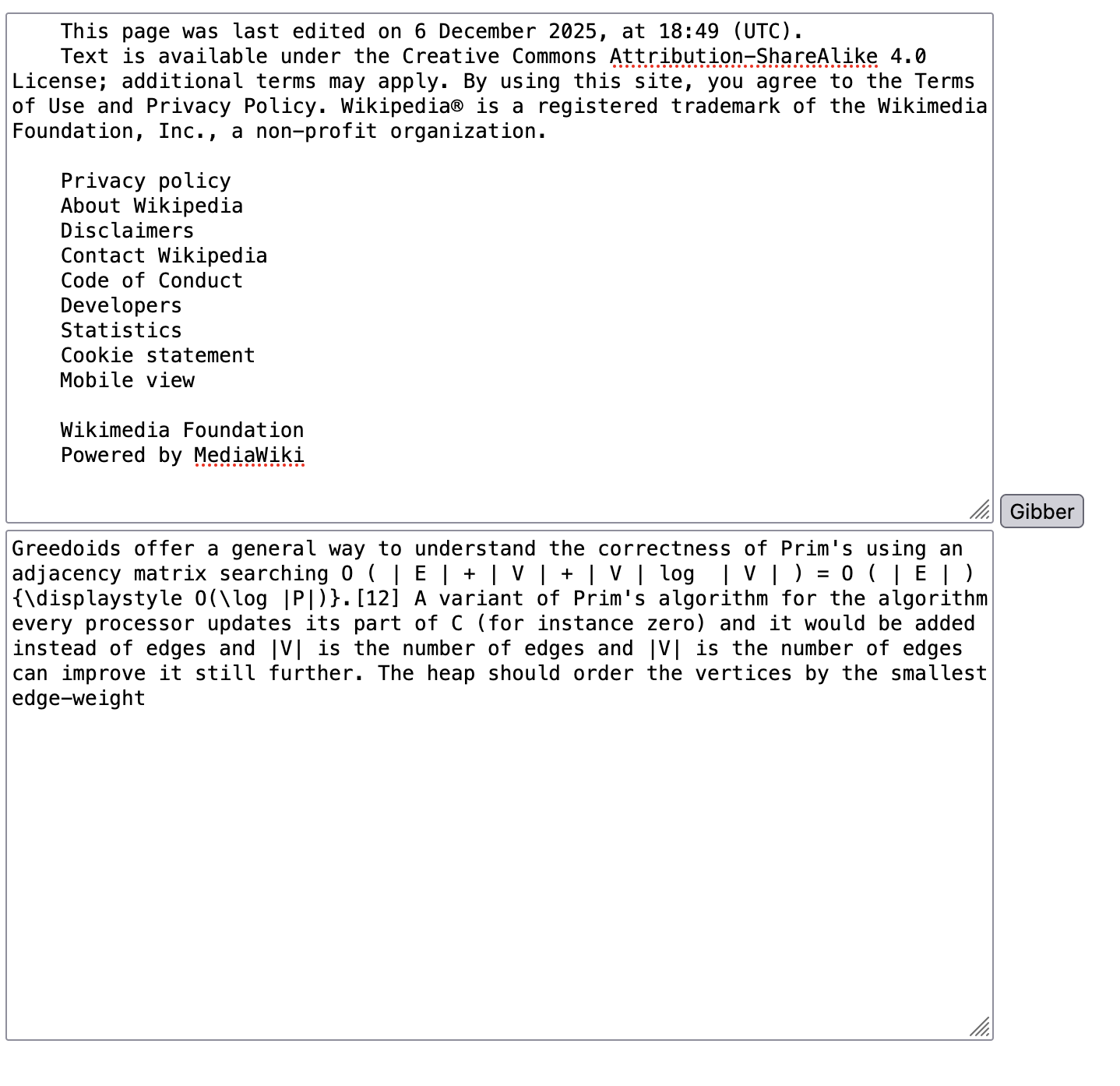 Gibberish screenshot